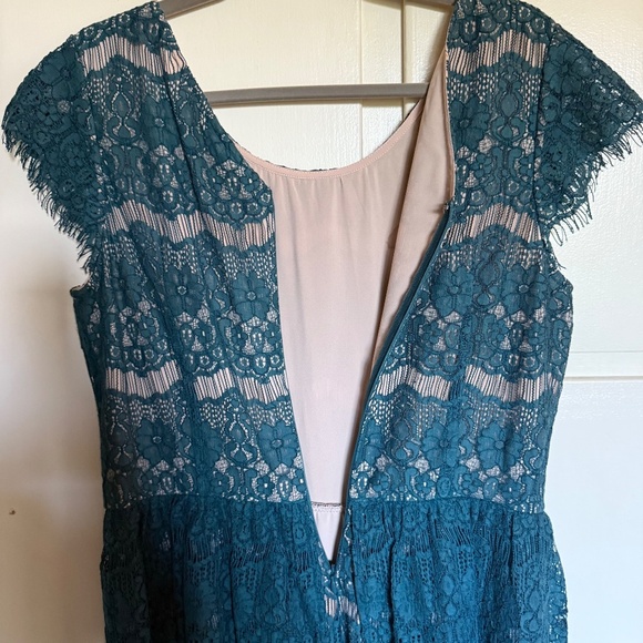 Anthropologie Maeve Teal Lace Sheath Dress Size Large - Picture 11 of 13
